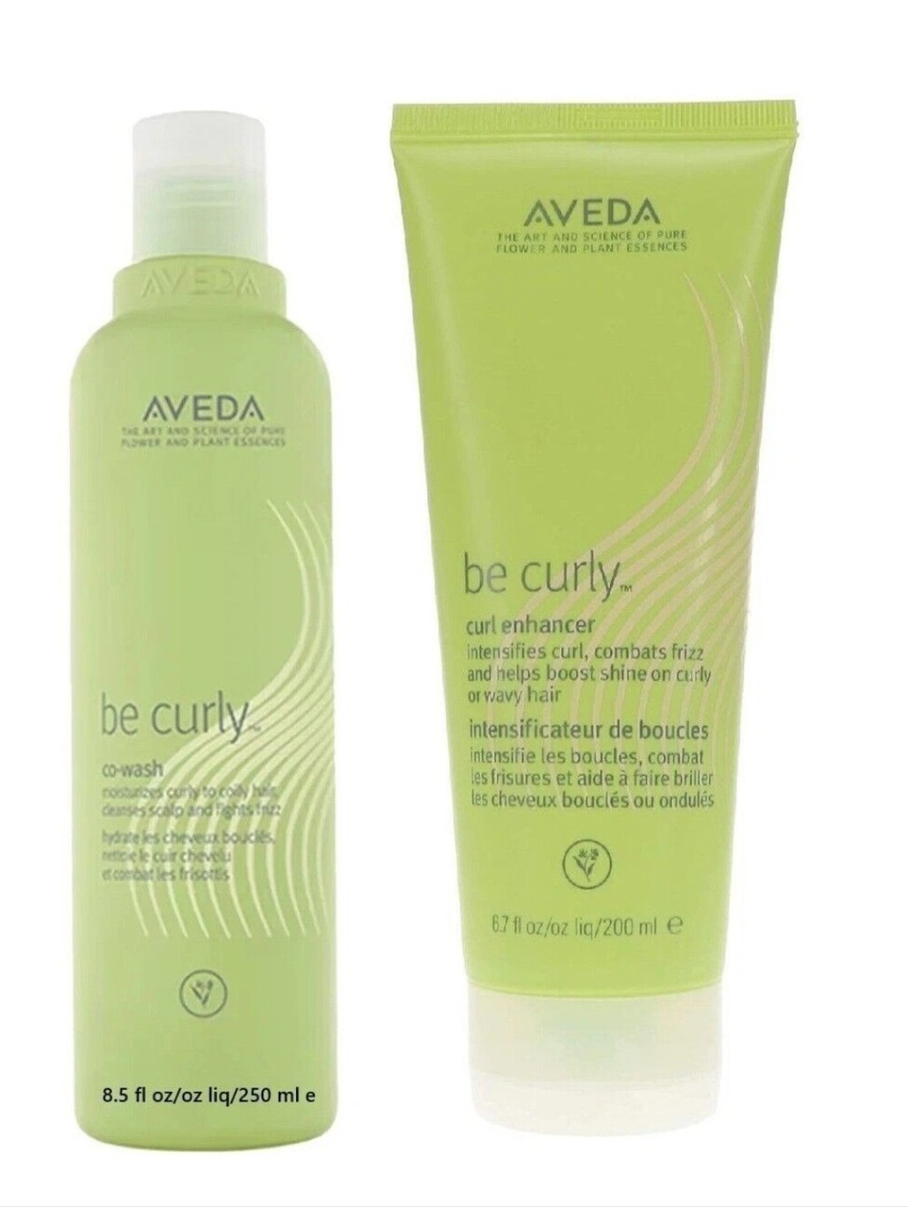 Aveda Be Curly CO-Wash (8.5 oz) & Curl Enhancer (6.7 oz) Duo New